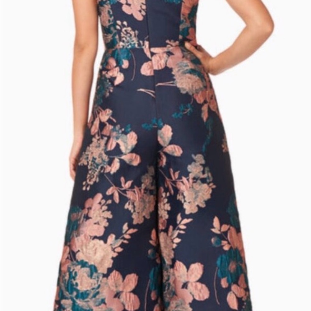 Kay Unger Navy and Pink Floral Jumpsuit